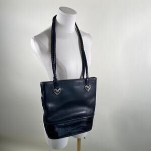 Vintage 90s black leather boho bag